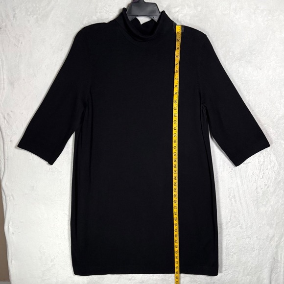 J.Jill Black Knit Turtleneck Sweater Dress Size XL Shift Knee Length Minimalist - Picture 11 of 16